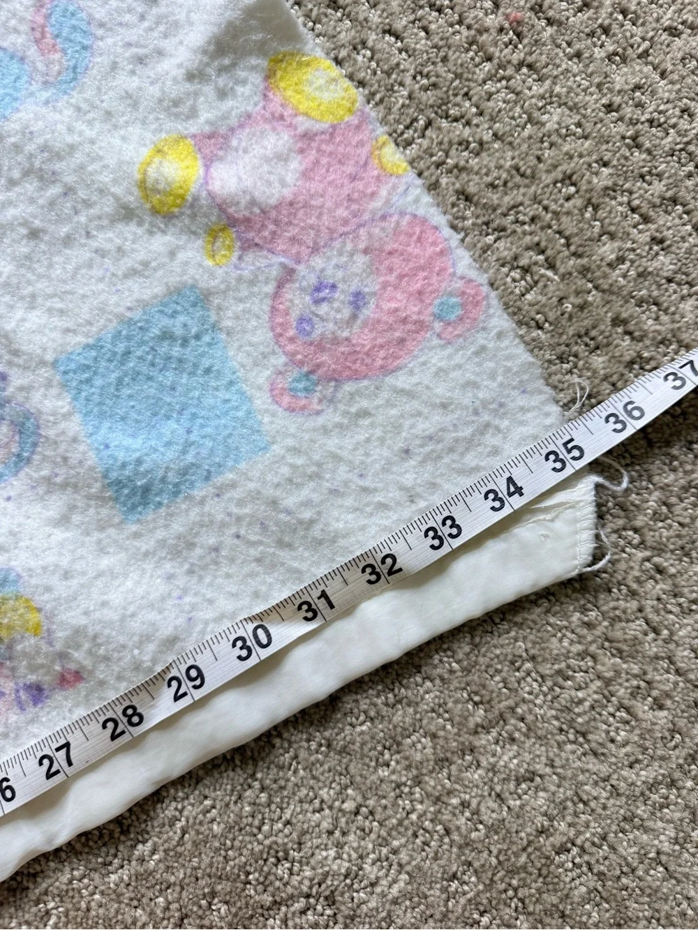 Vintage Baby Receiving Blanket Teddy Bear Bunny Pastel Pink Blue Security
